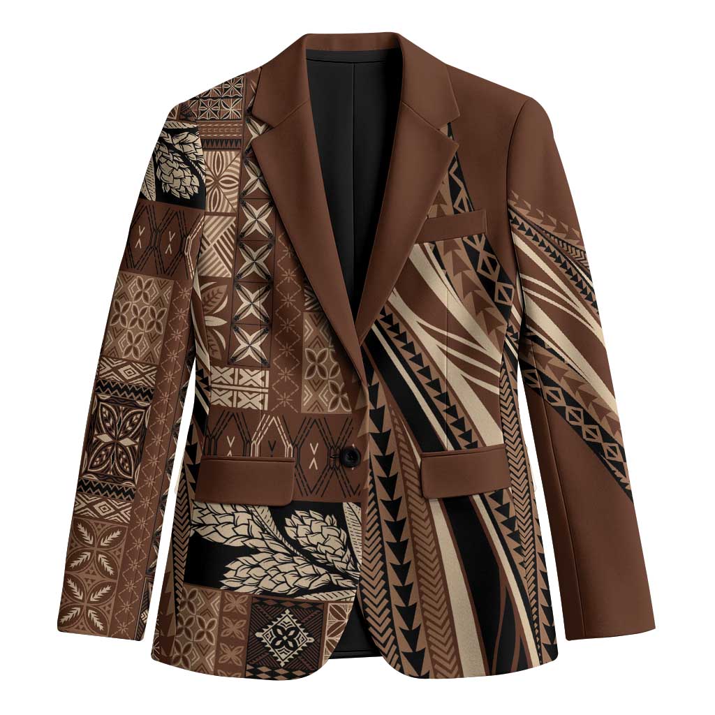 Pasifika Women's Day - Samoa Siapo Malu Tattoo Inspired Blazer Brown