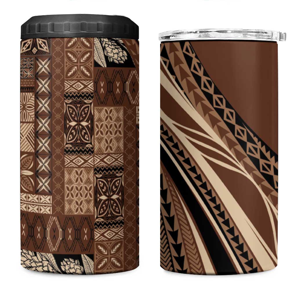 Pasifika Women's Day - Samoa Siapo Malu Tattoo Inspired 4 in 1 Can Cooler Tumbler Brown