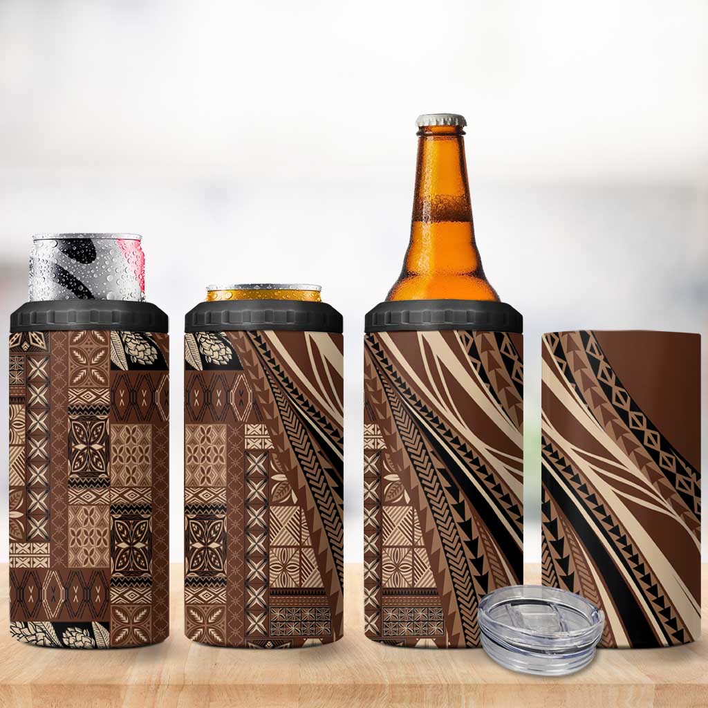 Pasifika Women's Day - Samoa Siapo Malu Tattoo Inspired 4 in 1 Can Cooler Tumbler Brown