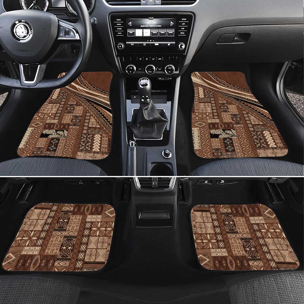 Pasifika Women's Day - Samoa Siapo Malu Tattoo Inspired Car Mats Brown LT7 Set 4pcs Brown - Polynesian Pride