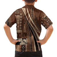 Pasifika Women's Day - Samoa Siapo Malu Tattoo Inspired Family Matching Off Shoulder Maxi Dress and Hawaiian Shirt Brown