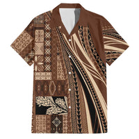 Pasifika Women's Day - Samoa Siapo Malu Tattoo Inspired Family Matching Off Shoulder Maxi Dress and Hawaiian Shirt Brown