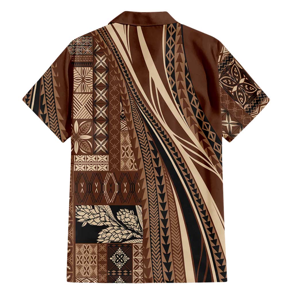 Pasifika Women's Day - Samoa Siapo Malu Tattoo Inspired Family Matching Off Shoulder Maxi Dress and Hawaiian Shirt Brown