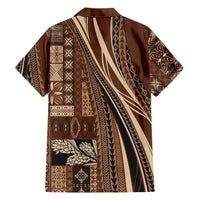 Pasifika Women's Day - Samoa Siapo Malu Tattoo Inspired Family Matching Off Shoulder Maxi Dress and Hawaiian Shirt Brown