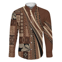 Pasifika Women's Day - Samoa Siapo Malu Tattoo Inspired Family Matching Off Shoulder Maxi Dress and Hawaiian Shirt Brown