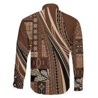 Pasifika Women's Day - Samoa Siapo Malu Tattoo Inspired Family Matching Off Shoulder Maxi Dress and Hawaiian Shirt Brown