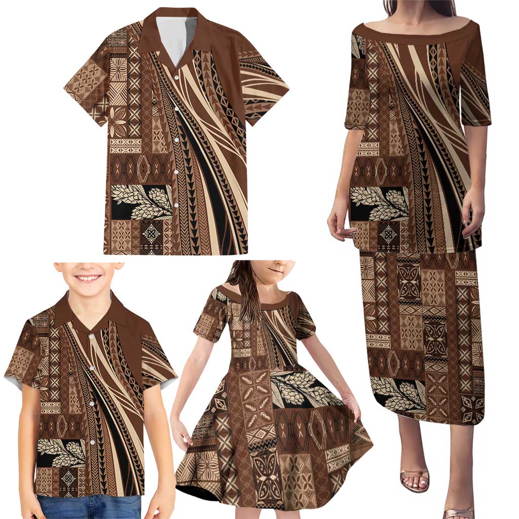 Pasifika Women's Day - Samoa Siapo Malu Tattoo Inspired Family Matching Puletasi and Hawaiian Shirt Brown LT7 - Polynesian Pride