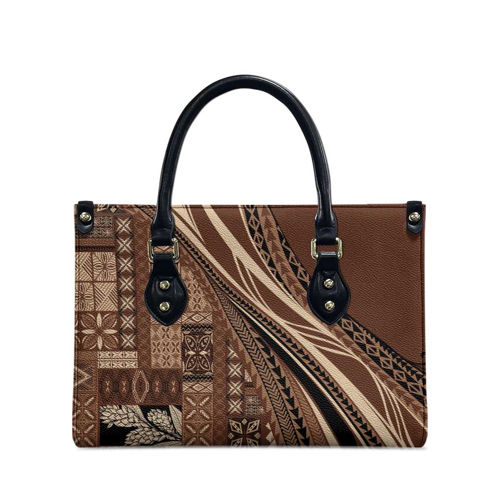 Pasifika Women's Day - Samoa Siapo Malu Tattoo Inspired Leather Bag Brown