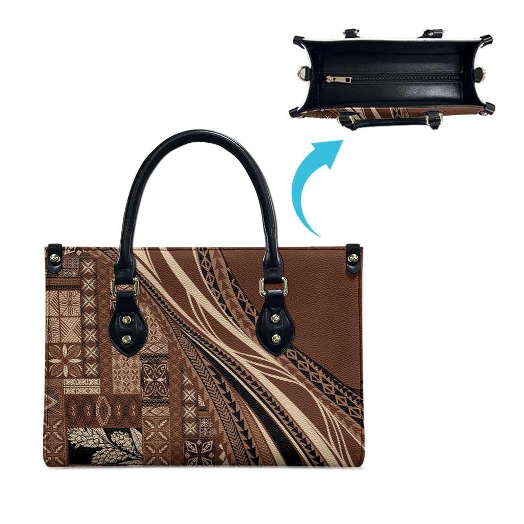 Pasifika Women's Day - Samoa Siapo Malu Tattoo Inspired Leather Bag Brown