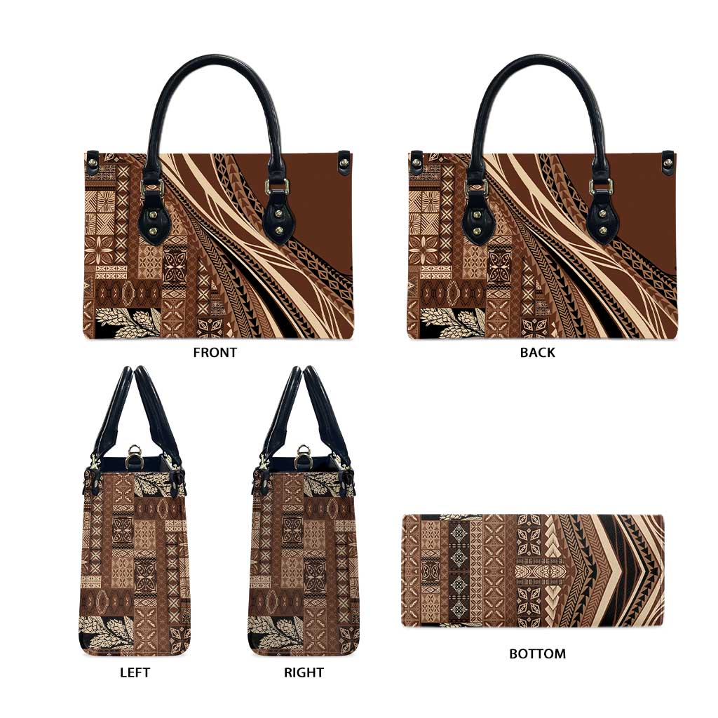 Pasifika Women's Day - Samoa Siapo Malu Tattoo Inspired Leather Bag Brown