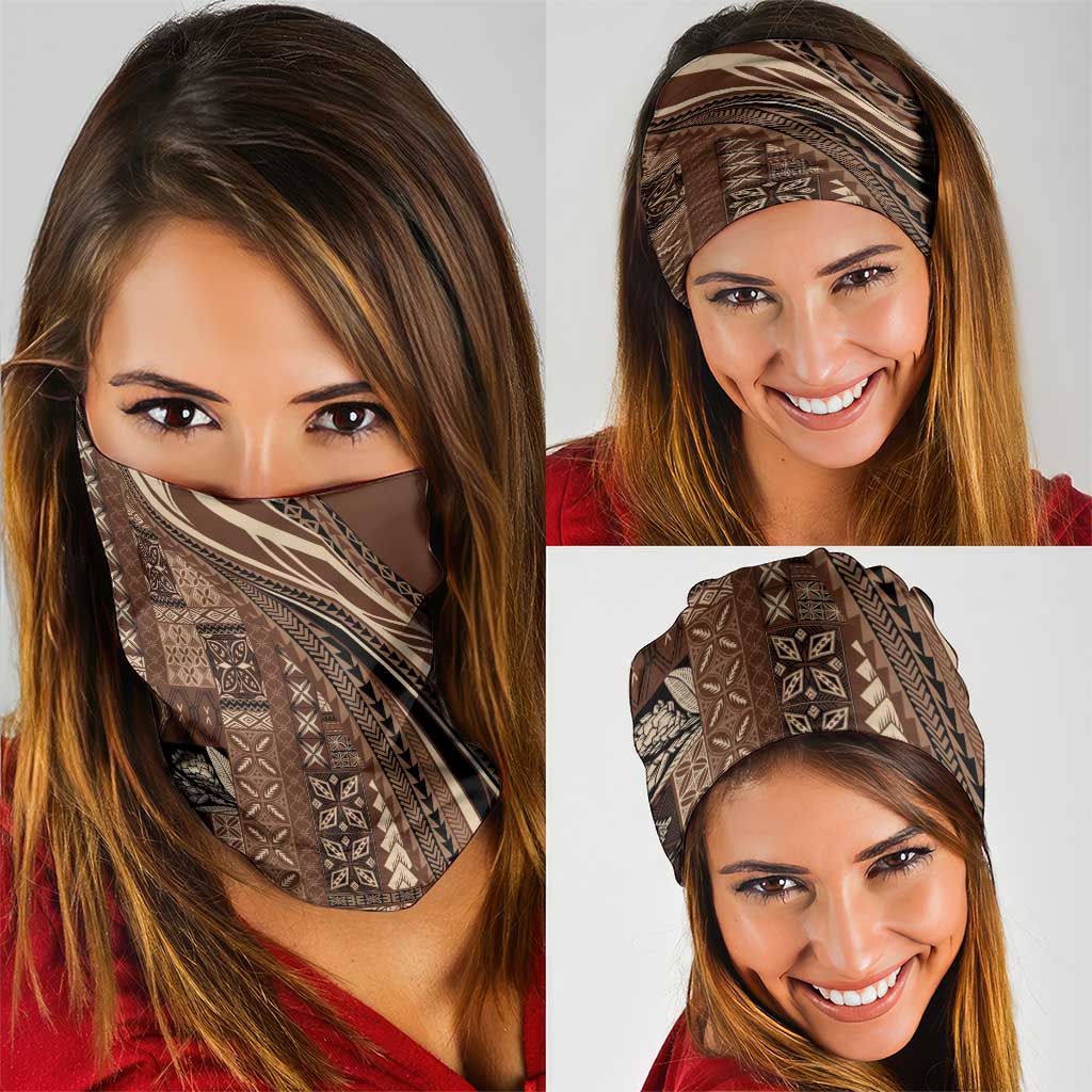 Pasifika Women's Day - Samoa Siapo Malu Tattoo Inspired Neck Gaiter Brown