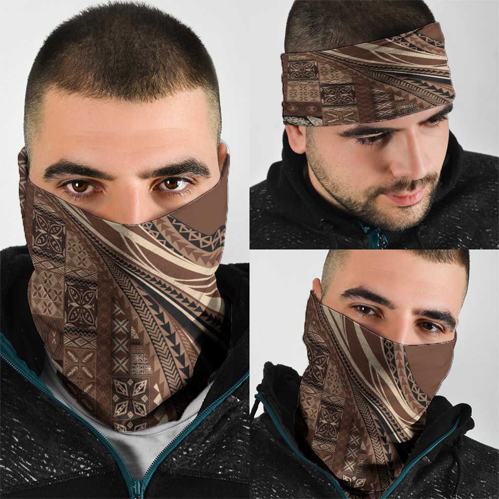 Pasifika Women's Day - Samoa Siapo Malu Tattoo Inspired Neck Gaiter Brown