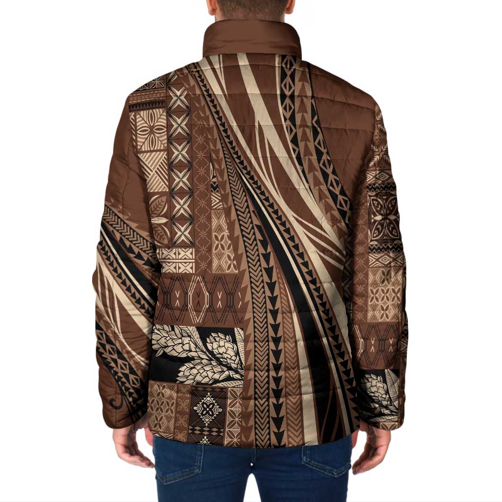 Pasifika Women's Day - Samoa Siapo Malu Tattoo Inspired Padded Jacket Brown