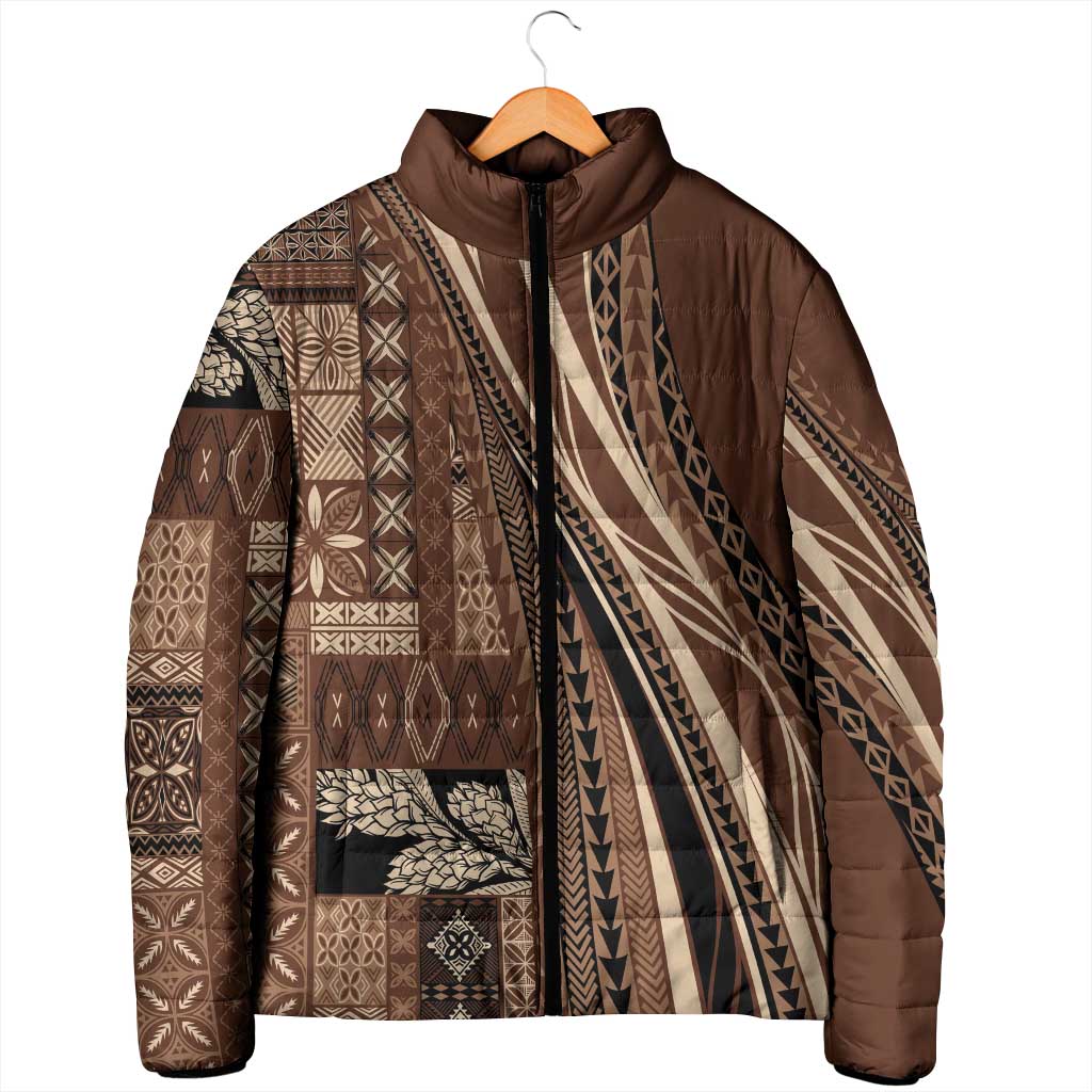 Pasifika Women's Day - Samoa Siapo Malu Tattoo Inspired Padded Jacket Brown