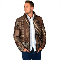 Pasifika Women's Day - Samoa Siapo Malu Tattoo Inspired Padded Jacket Brown