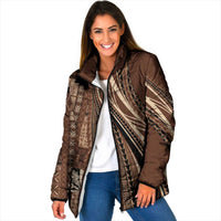Pasifika Women's Day - Samoa Siapo Malu Tattoo Inspired Padded Jacket Brown
