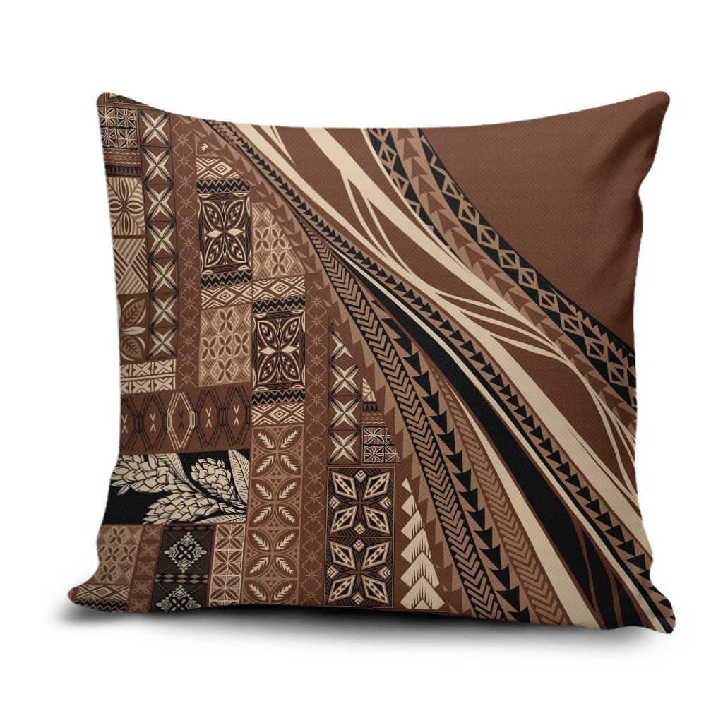 Pasifika Women's Day - Samoa Siapo Malu Tattoo Inspired Pillow Cover Brown