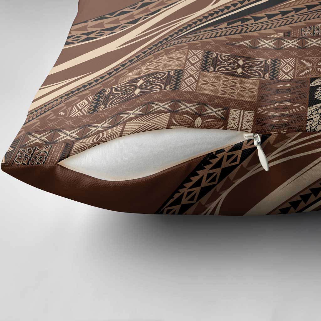 Pasifika Women's Day - Samoa Siapo Malu Tattoo Inspired Pillow Cover Brown