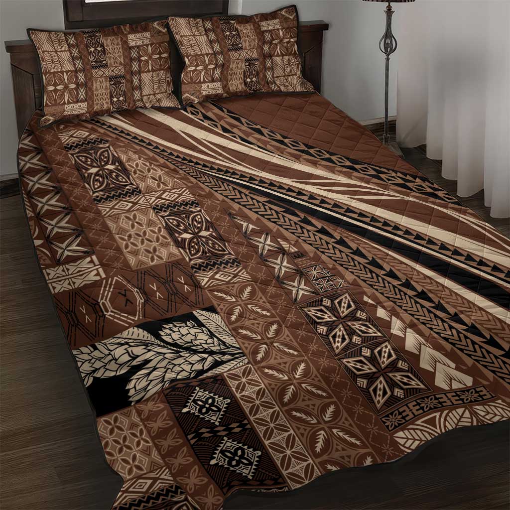 Pasifika Women's Day - Samoa Siapo Malu Tattoo Inspired Quilt Bed Set Brown LT7 Brown - Polynesian Pride