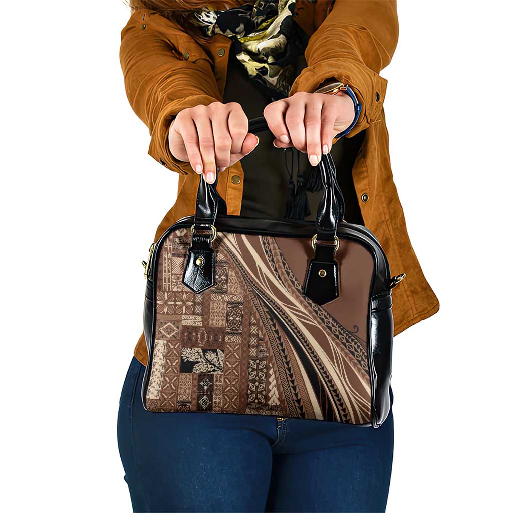 Pasifika Women's Day - Samoa Siapo Malu Tattoo Inspired Shoulder Handbag Brown