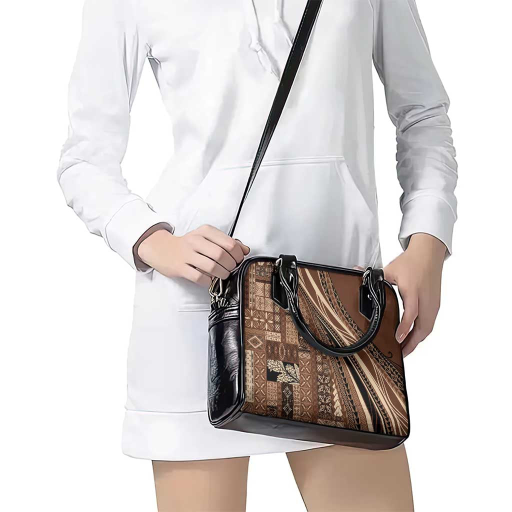Pasifika Women's Day - Samoa Siapo Malu Tattoo Inspired Shoulder Handbag Brown