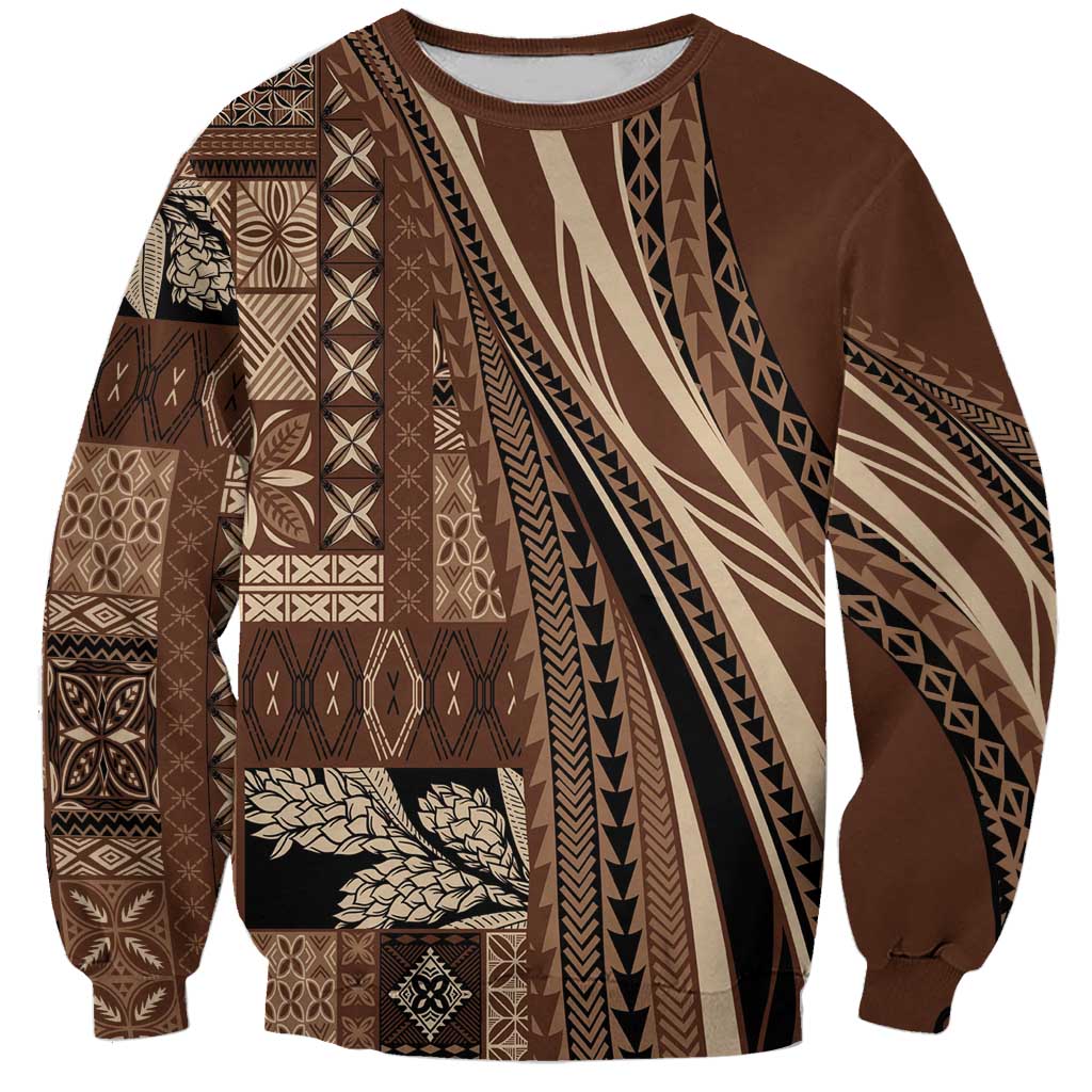 Pasifika Women's Day - Samoa Siapo Malu Tattoo Inspired Sweatshirt Brown