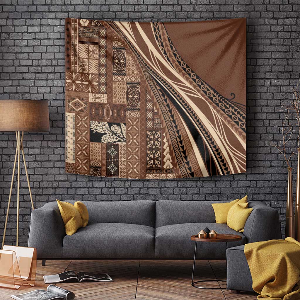 Pasifika Women's Day - Samoa Siapo Malu Tattoo Inspired Tapestry Brown