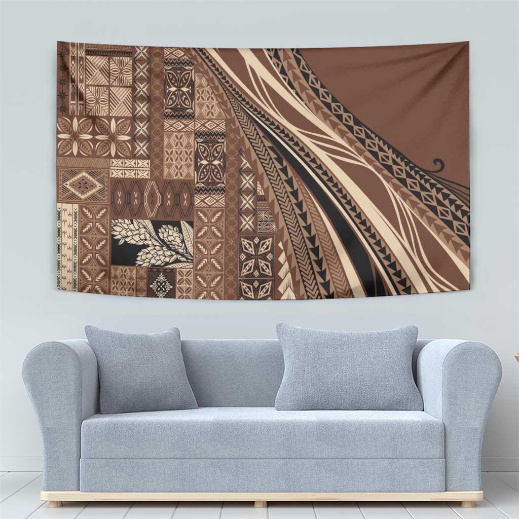 Pasifika Women's Day - Samoa Siapo Malu Tattoo Inspired Tapestry Brown