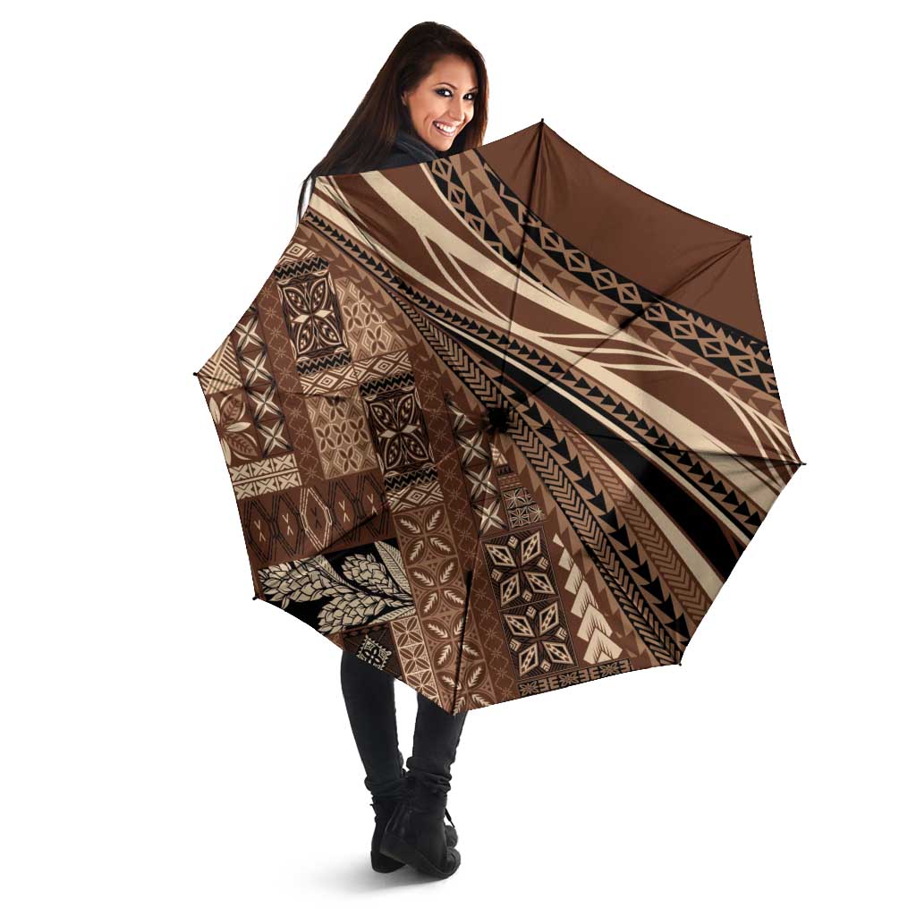 Pasifika Women's Day - Samoa Siapo Malu Tattoo Inspired Umbrella Brown