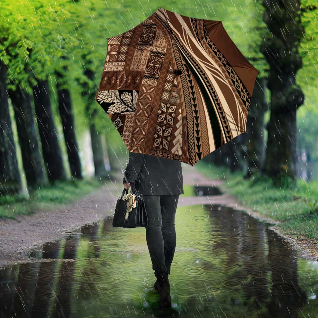 Pasifika Women's Day - Samoa Siapo Malu Tattoo Inspired Umbrella Brown