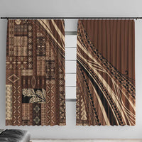 Pasifika Women's Day - Samoa Siapo Malu Tattoo Inspired Window Curtain Brown