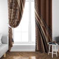 Pasifika Women's Day - Samoa Siapo Malu Tattoo Inspired Window Curtain Brown