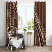 Pasifika Women's Day - Samoa Siapo Malu Tattoo Inspired Window Curtain Brown