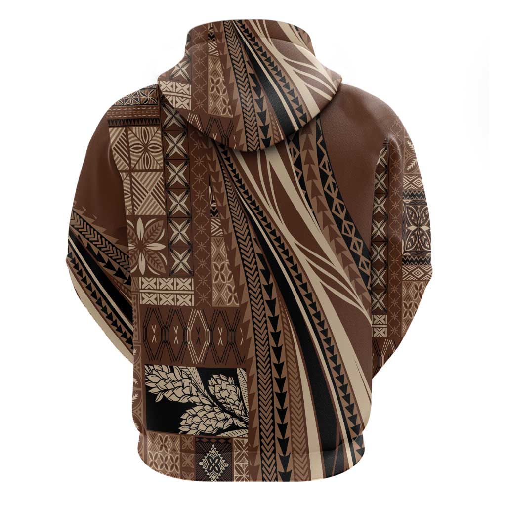 Pasifika Women's Day - Samoa Siapo Malu Tattoo Inspired Zip Hoodie Brown LT7 - Polynesian Pride