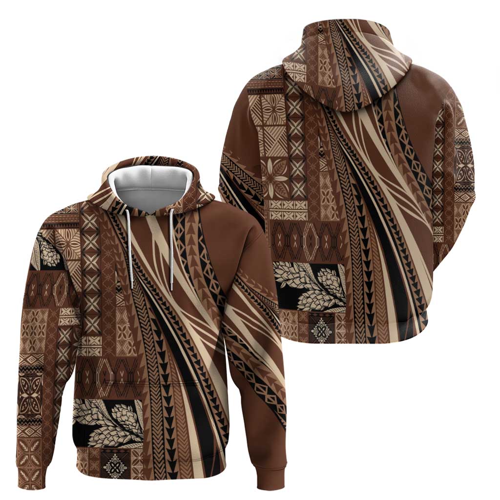 Pasifika Women's Day - Samoa Siapo Malu Tattoo Inspired Zip Hoodie Brown LT7 - Polynesian Pride
