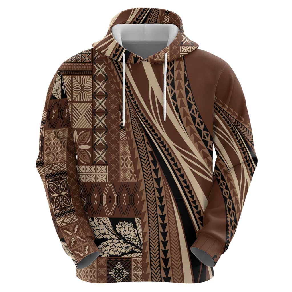 Pasifika Women's Day - Samoa Siapo Malu Tattoo Inspired Zip Hoodie Brown LT7 - Polynesian Pride