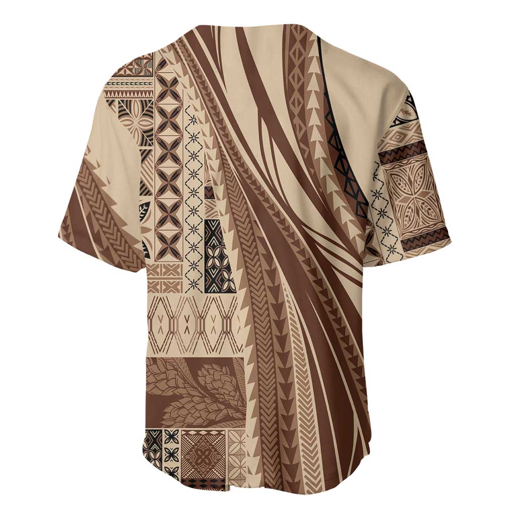 Pasifika Women's Day - Samoa Siapo Malu Tattoo Inspired Baseball Jersey Beige LT7 - Polynesian Pride