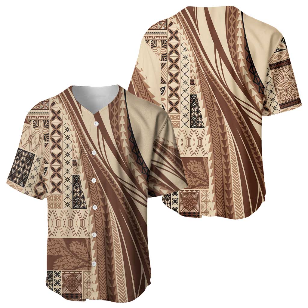 Pasifika Women's Day - Samoa Siapo Malu Tattoo Inspired Baseball Jersey Beige LT7 - Polynesian Pride