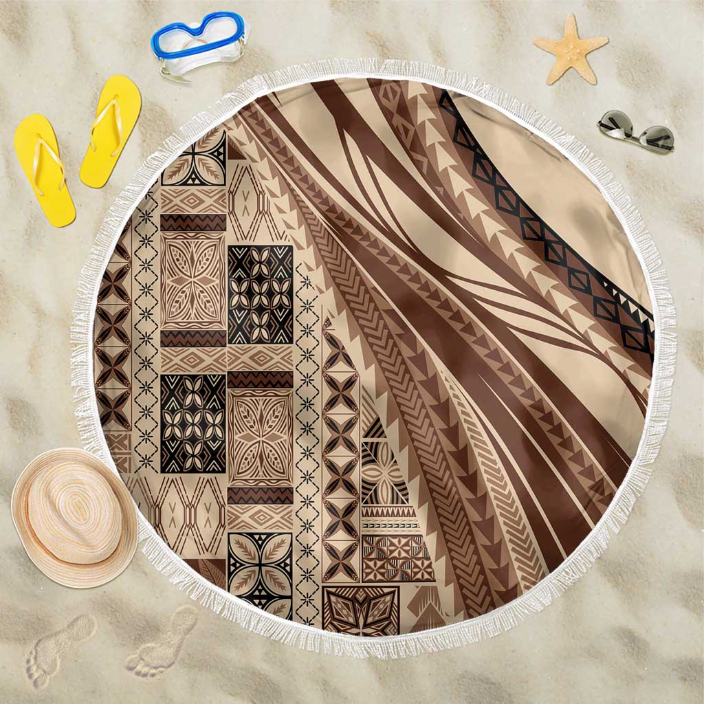Pasifika Women's Day - Samoa Siapo Malu Tattoo Inspired Beach Blanket Beige