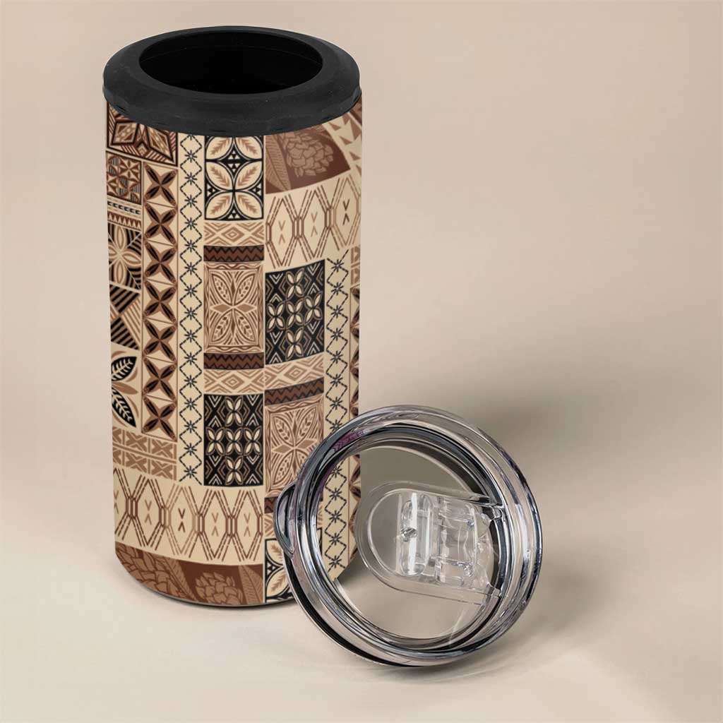 Pasifika Women's Day - Samoa Siapo Malu Tattoo Inspired 4 in 1 Can Cooler Tumbler Beige