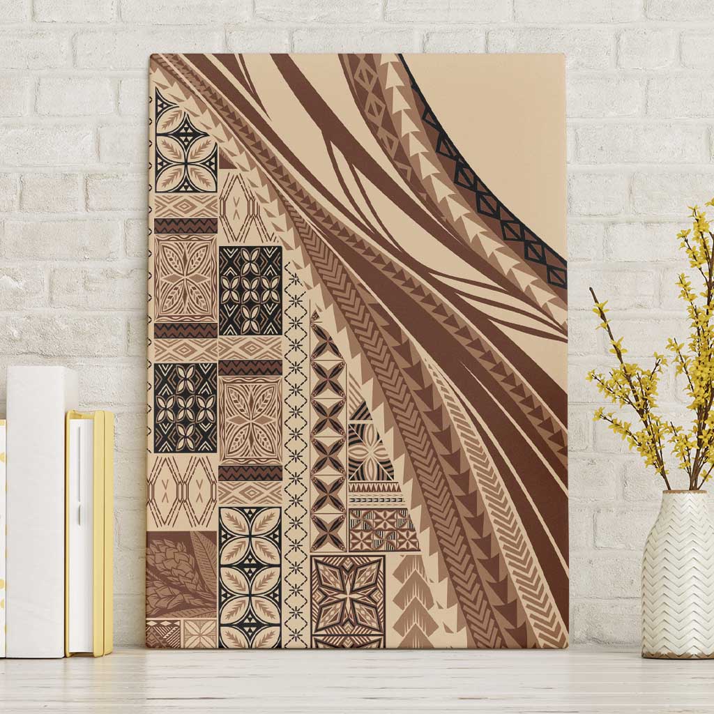Pasifika Women's Day - Samoa Siapo Malu Tattoo Inspired Canvas Wall Art Beige