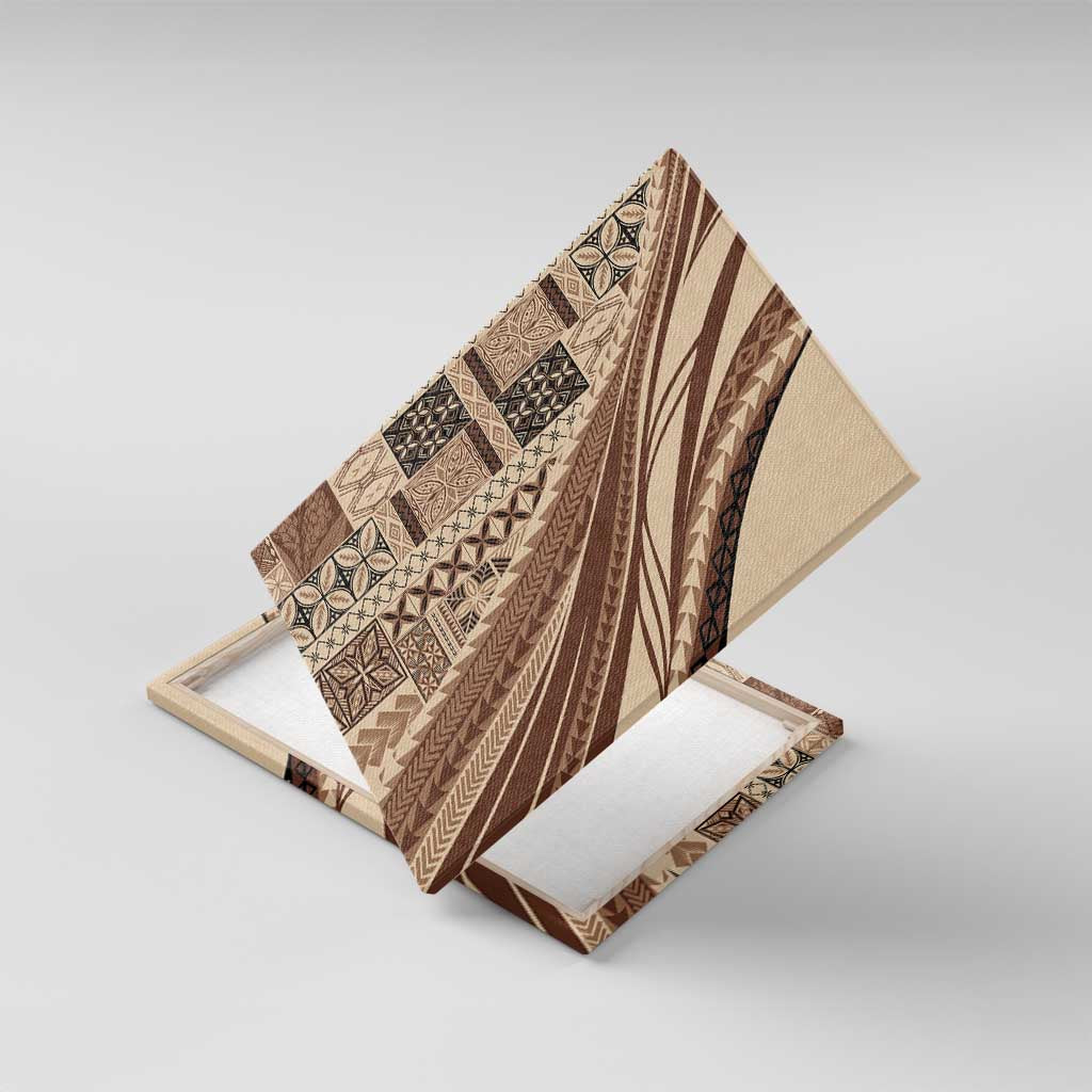 Pasifika Women's Day - Samoa Siapo Malu Tattoo Inspired Canvas Wall Art Beige