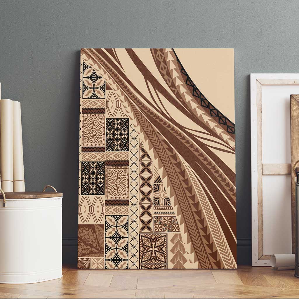 Pasifika Women's Day - Samoa Siapo Malu Tattoo Inspired Canvas Wall Art Beige