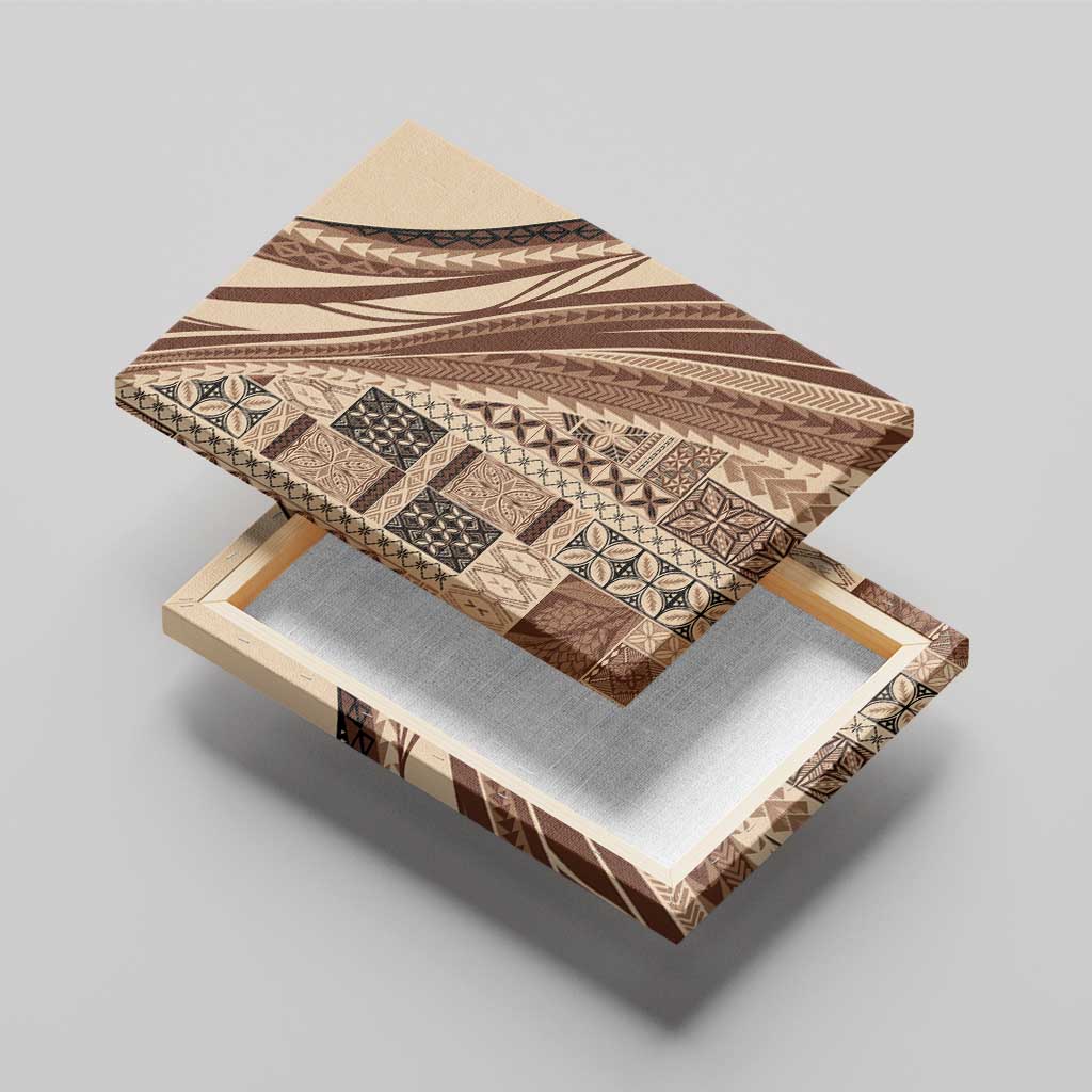 Pasifika Women's Day - Samoa Siapo Malu Tattoo Inspired Canvas Wall Art Beige