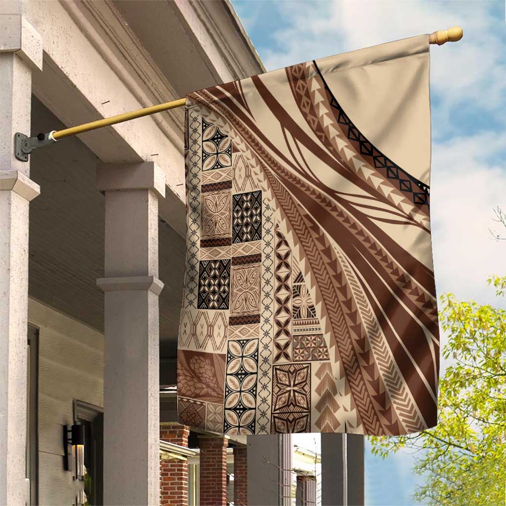Pasifika Women's Day - Samoa Siapo Malu Tattoo Inspired Garden Flag Beige LT7 House Flag Beige - Polynesian Pride
