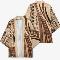 Pasifika Women's Day - Samoa Siapo Malu Tattoo Inspired Kimono Beige LT7 - Polynesian Pride