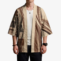 Pasifika Women's Day - Samoa Siapo Malu Tattoo Inspired Kimono Beige LT7 - Polynesian Pride