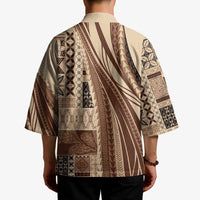 Pasifika Women's Day - Samoa Siapo Malu Tattoo Inspired Kimono Beige LT7 - Polynesian Pride