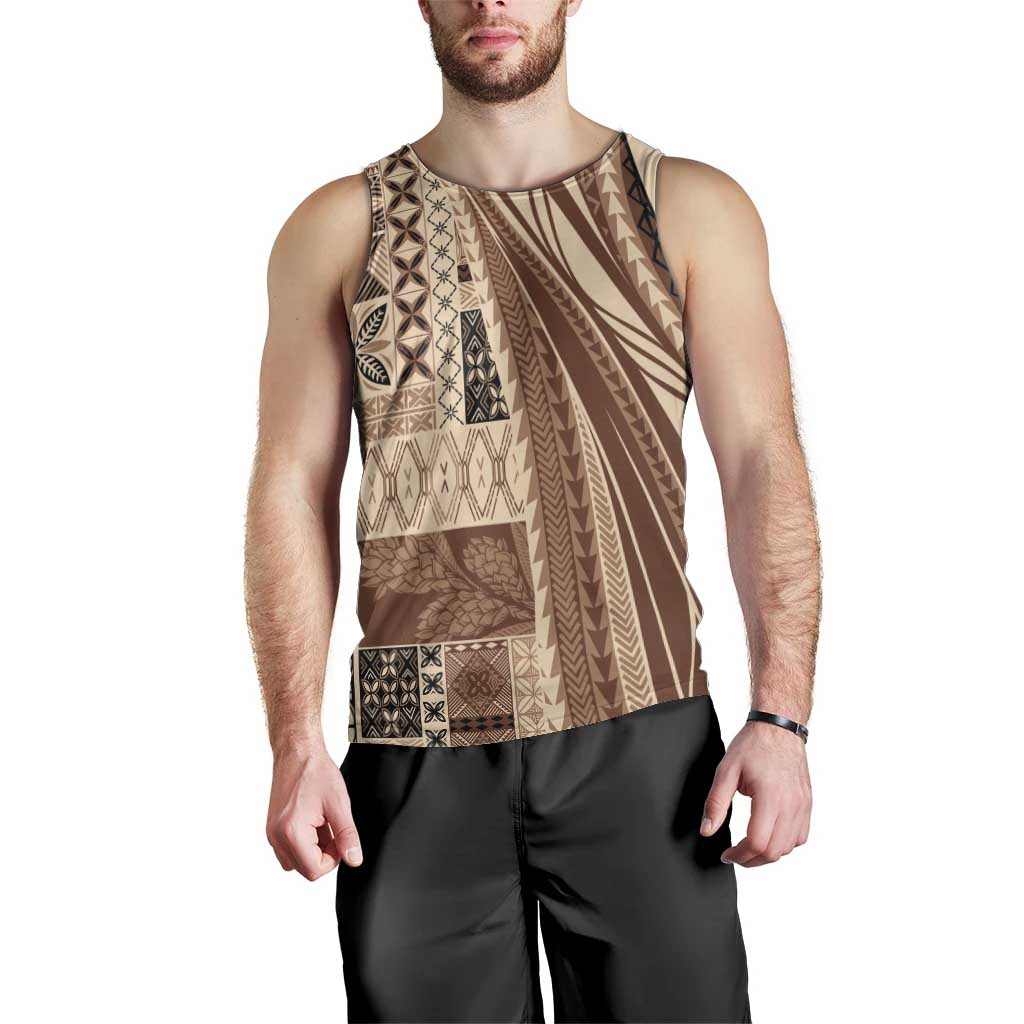 Pasifika Women's Day - Samoa Siapo Malu Tattoo Inspired Men Tank Top Beige