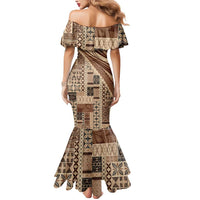 Pasifika Women's Day - Samoa Siapo Malu Tattoo Inspired Mermaid Dress Beige LT7 - Polynesian Pride